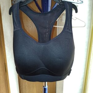 Gymshark Black Racerback Sports Bra with Moisture-Wicking